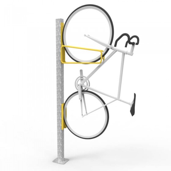 e3vr vertical bike rack with e3vr p mounting post bike perspective