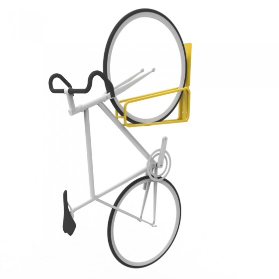e3vr vertical bike rack RAL1023 with bike perspective