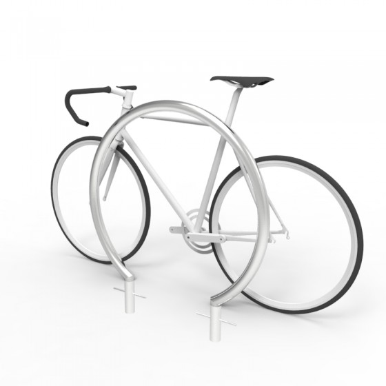cbr4f stainless steel bike rail with bike perspective