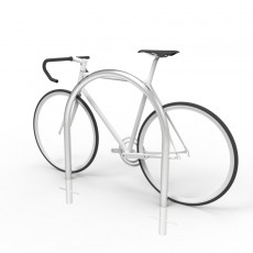 cbr2f stainless steel bike rail with bike perspective